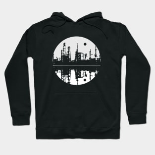 City scape reflection moon silhouette design. Hoodie